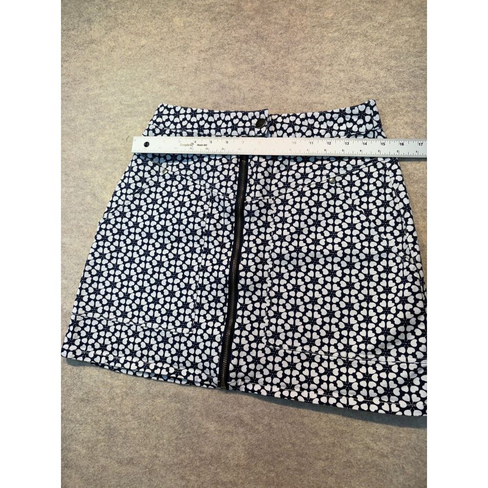 Rebecca Minkoff Mini Skirt Size 8 Navy White Heart Floral Print Zip Front - Picture 5 of 6
